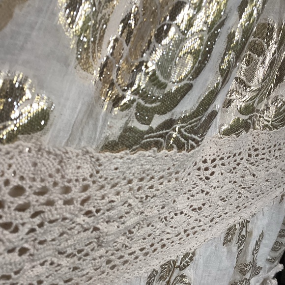 Me 2 Magic Maxi Dress Small Metallic Embroidered Gold  Boho Holiday Party - Picture 8 of 16